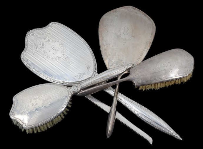 STERLING. Assorted Sterling Brushes and Mirrors. (1 of 14)