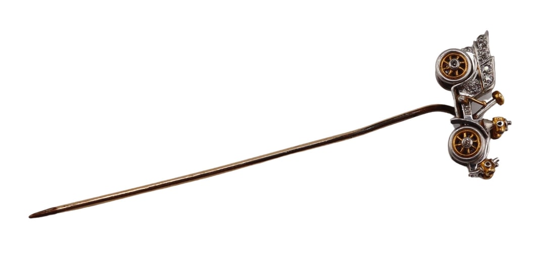 JEWELRY. Platinum, Gold and Diamond Car Stickpin. (1 of 8)