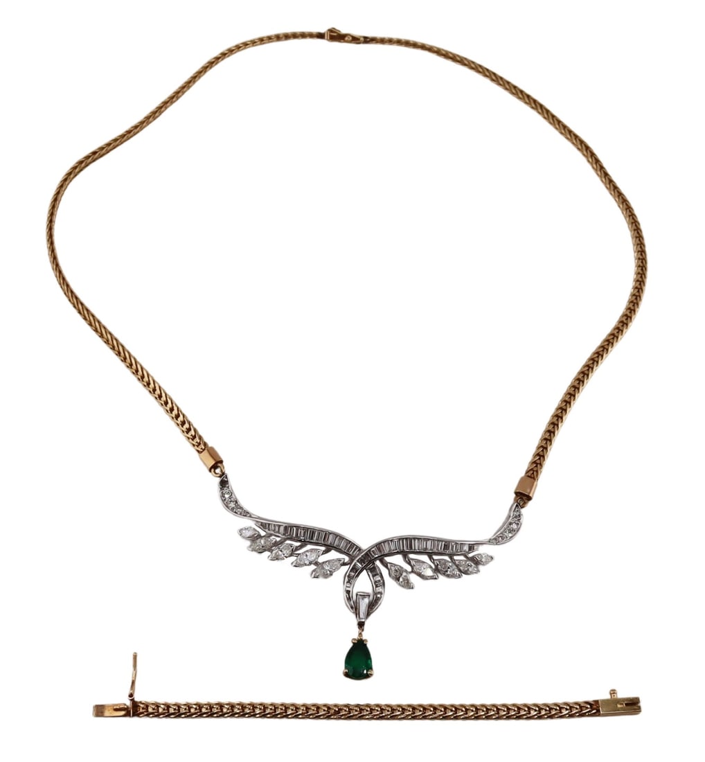 JEWELRY. Platinum 13.5kt Gold Diamond and Emerald (1 of 15)
