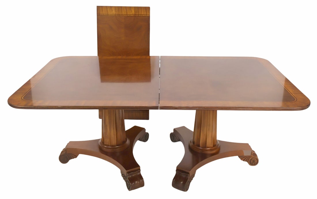 Vintage Banded Mahogany Twin Pedestal Table & (1 of 3)