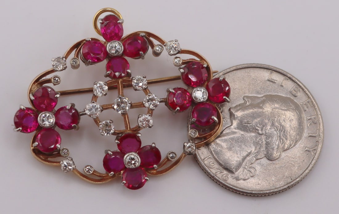 JEWELRY. Platinum, Gold, Ruby and Diamond - 9