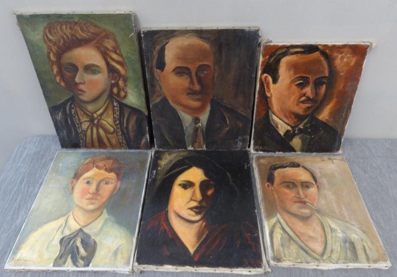 BOCCINI, Manuel. 6 Oil on Canvas Portraits.: All signed recto and signed, inscribed and dated verso. Dates range from 1927-1939. Boccini (Bossini) Manuel, American, active in Paris and New York, 1890 - 1962. From the Rye, NY estate of the artist