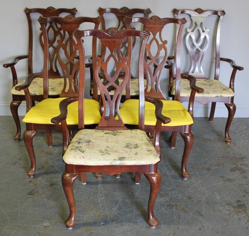 Set of 6 Thomasville Chippendale Style Armchairs.: From a Bronxville, NY estate. Dimensions: 25.5" w x 22" d x 41.5" h.