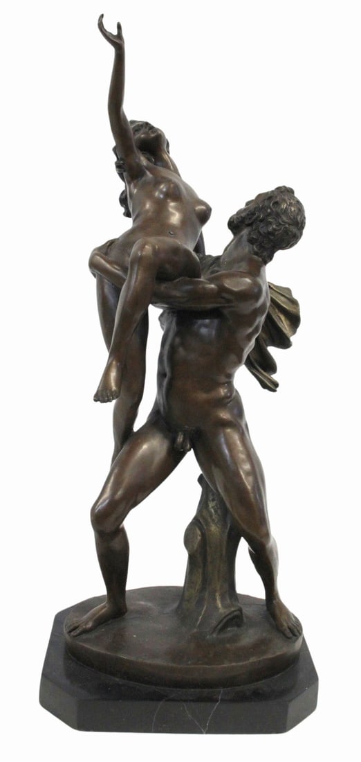 Unsigned Bronze Sculpture Abduction of Persephone.: Made in France or Italy in the 20th century. From a Southbury, CT estate. - Dimensions: 32" h x 12" d.