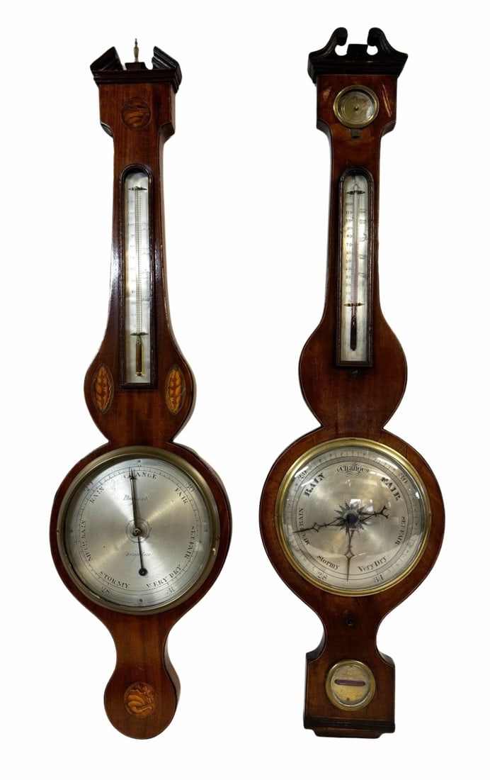 Lot of 2 Antique Mahogany Barometers. (1 of 13)