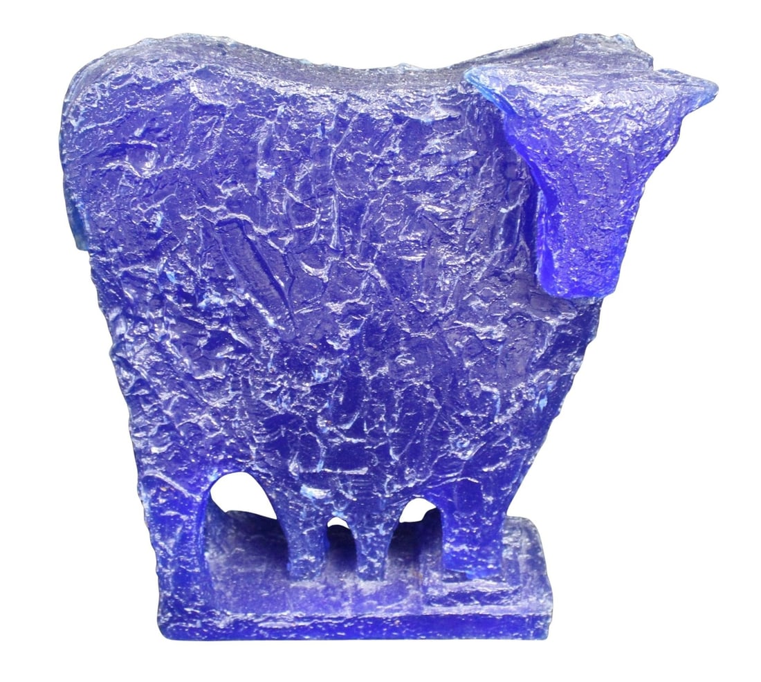 Large Blue Plexiglass (?) Modern Cow Sculpture (1 of 7)