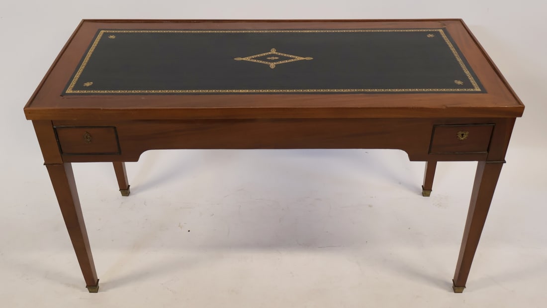 19th C Leathertop 2 Drawer Backgammon Table. - 3