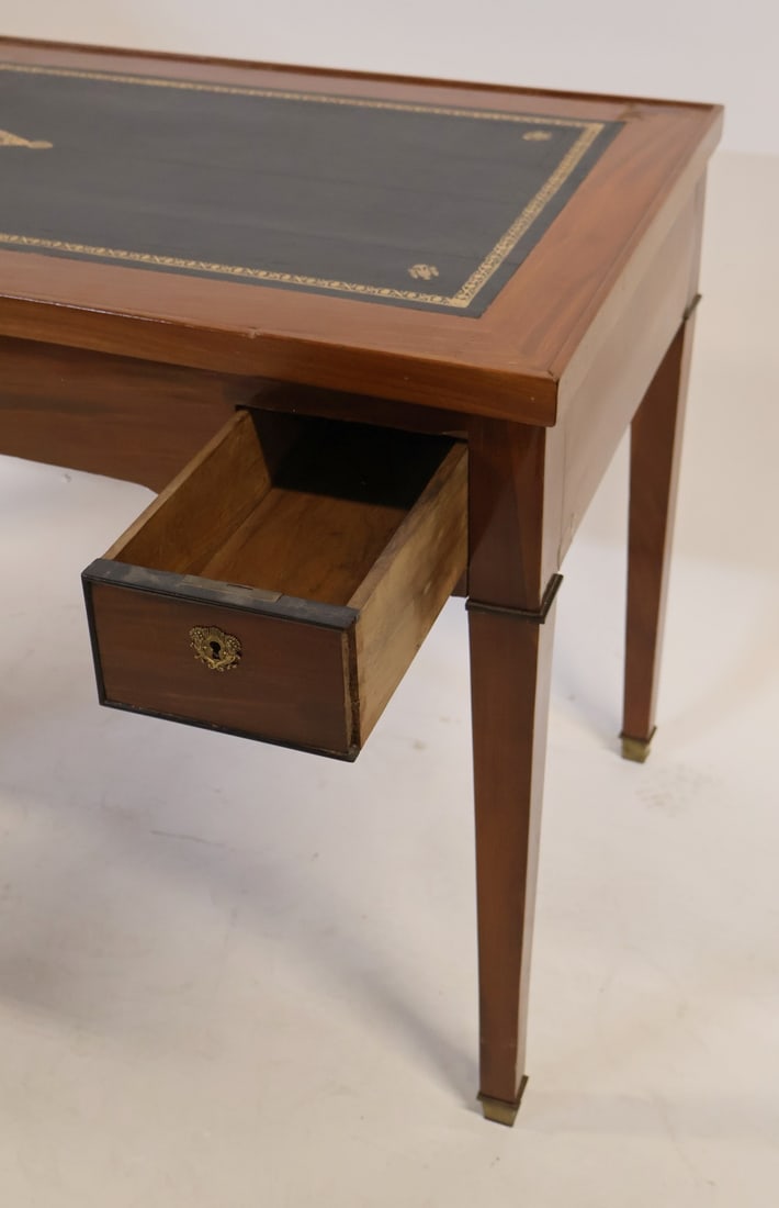 19th C Leathertop 2 Drawer Backgammon Table. - 6