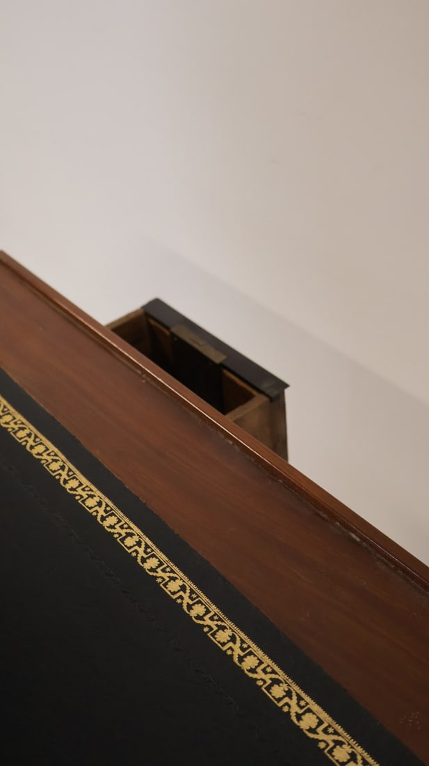 19th C Leathertop 2 Drawer Backgammon Table. - 7
