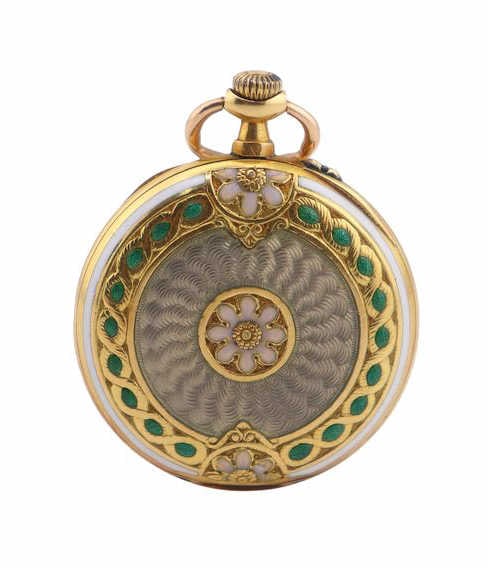 JEWELRY. French 18kt Gold and Enamel Pocket Watch (1 of 12)