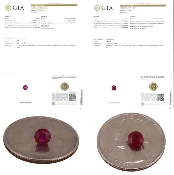 GEMS. (2) Loose GIA Graded Burmese Rubies. (1 of 9)
