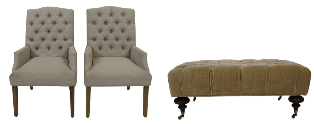 After George Smith Upholstered Tufted Ottoman (1 of 8)