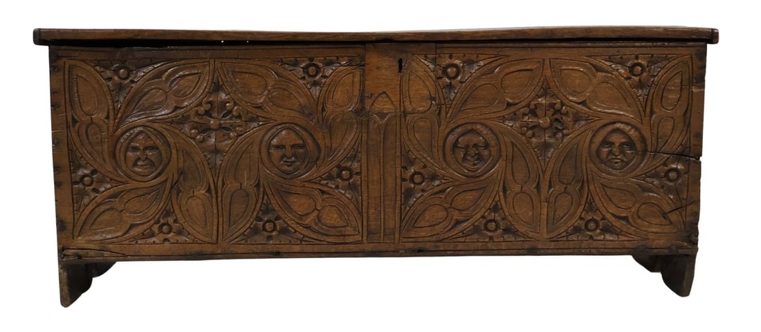 Antique Continental Finely Carved Trunk . (1 of 7)