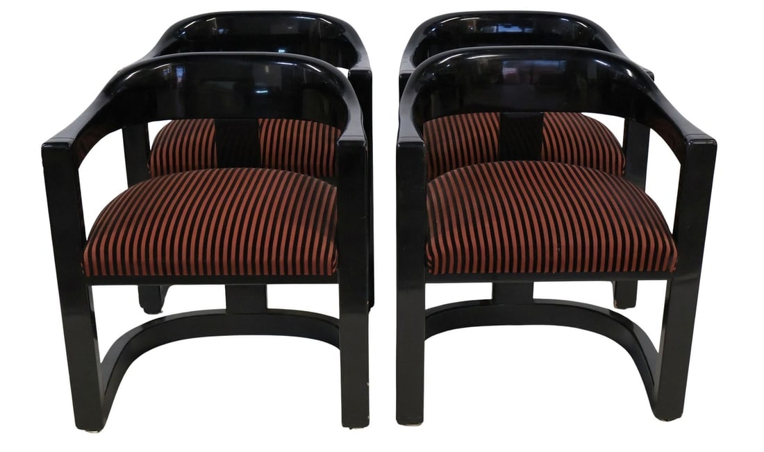 Karl Springer, Set Of 4 'Onasis' Chairs: From a New Jersey estate - Dimensions: 29.5"h x 25.5"w x 19.5"d