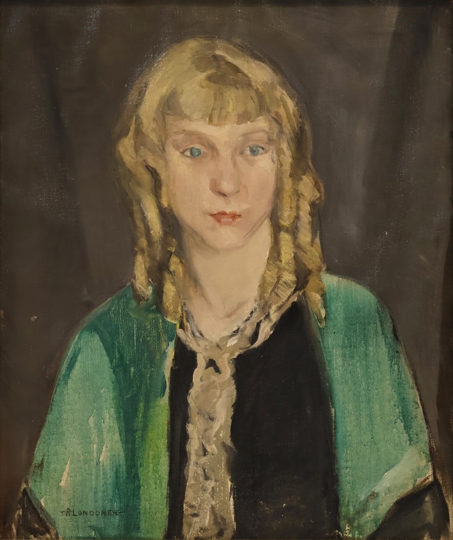 AMY LONDONER (AMERICAN, 1878-1953).: 'Blonde Girl'. Oil on canvas. Signed lower left. Provenance: Morton Galleries, NY. Note: Amy Londoner, was born in Lexington, Missouri in 1878. She moved to NYC, and was the pupil of Robert Henri and 