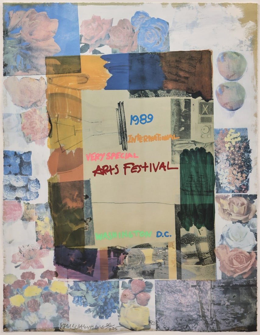 ROBERT RAUSCHENBERG (AMERICAN, 1925-2008).: 'International Very Special Arts Festival, Washington D.C.'. 1989. Offset lithograph in colors on wove paper. Signed, dated, and numbered 86/275 lower middle in pencil. Provenance: Martin Lawrence Gal