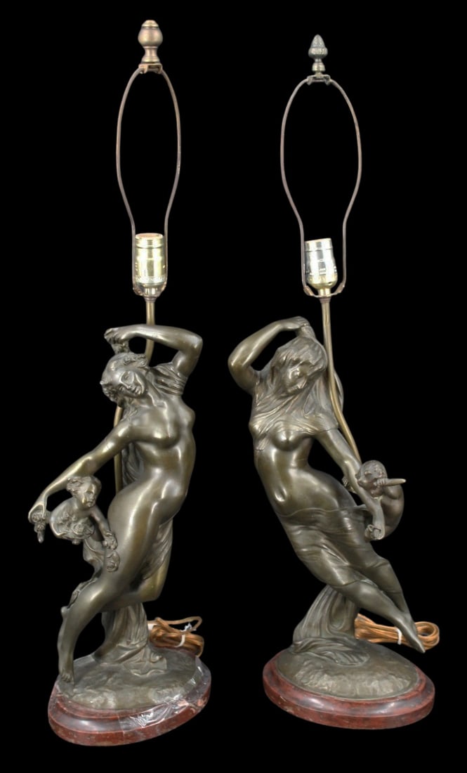 Two Bronze Figural Lamps After H. Kossowski. (1 of 5)