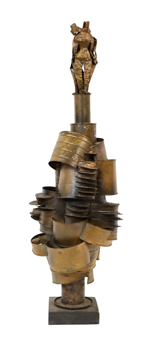 IRVING LEHMAN (UKRAINIAN / AMERICAN, 1900-1982).: Untitled. Tin. With estate label on underside. Property from the studio of Irving G. Lehman. Dimensions: 38" h x 12" w x 12" d.