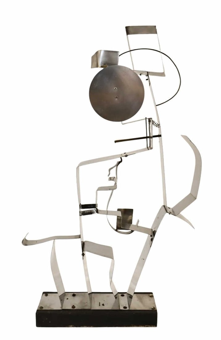 IRVING LEHMAN (UKRAINIAN / AMERICAN, 1900-1982).: Untitled. Kinetic Metal. With estate label on underside. Property from the studio of Irving G. Lehman. Dimensions: 32" h x 20" w x 6" d.