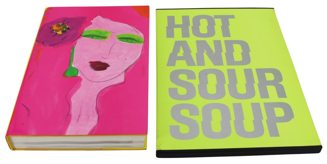 Walasse Ting (Chinese, 1929-2010) Hot & Sour Soup: and "A Very Hot Day". 1) "Hot & Sour Soup", limited edition of 1050 copies, containing 50 poems with 22 color lithos in unbound folded sheets. Housed within a glossy softcover 