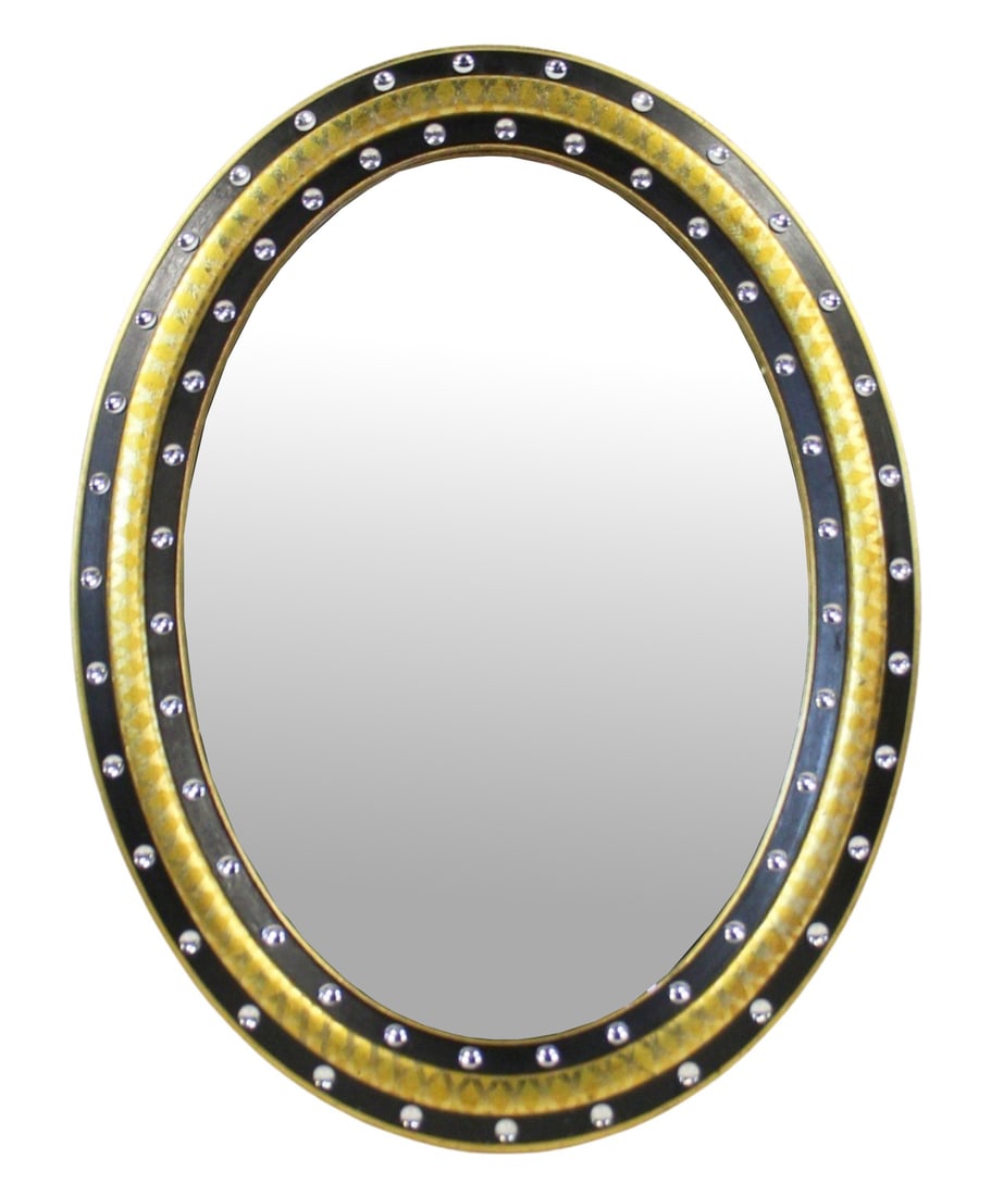 Vintage & Fine Oval Irish Wall Mirror.: Good large size and well decorated. From a Greenwich, CT estate. - Dimensions: 36" x 27.5"