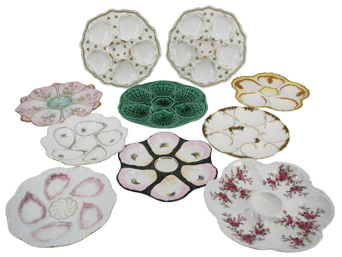 10 Assorted Porcelain Oyster Plates. (1 of 19)