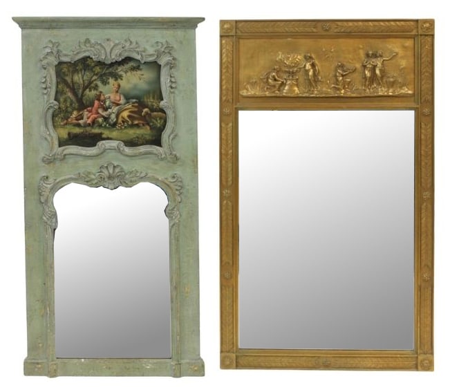 Lot of 2 Vintage Trumeau Style Mirrors. (1 of 9)