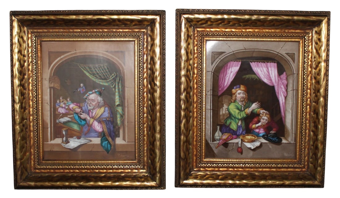 A Pair of Sevres (?) Decorative Porcelain Plaques (1 of 12)