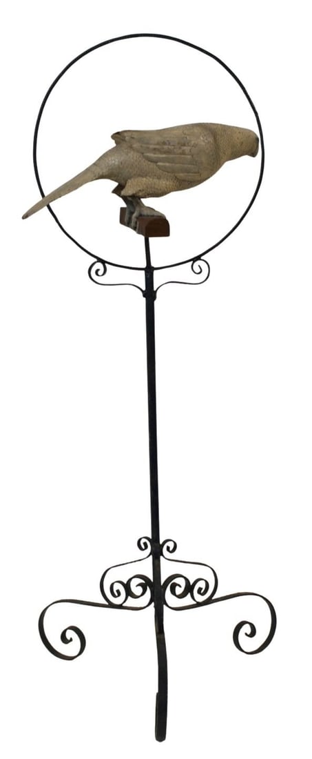 Finely Carved Wood Parrot In Metal Stand (1 of 9)