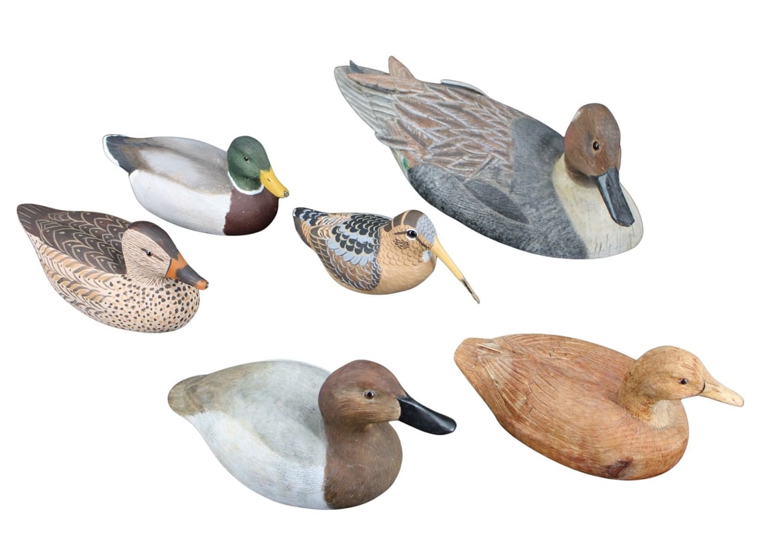 Group of Carved Wooden Ducks 6 Pieces (1 of 12)