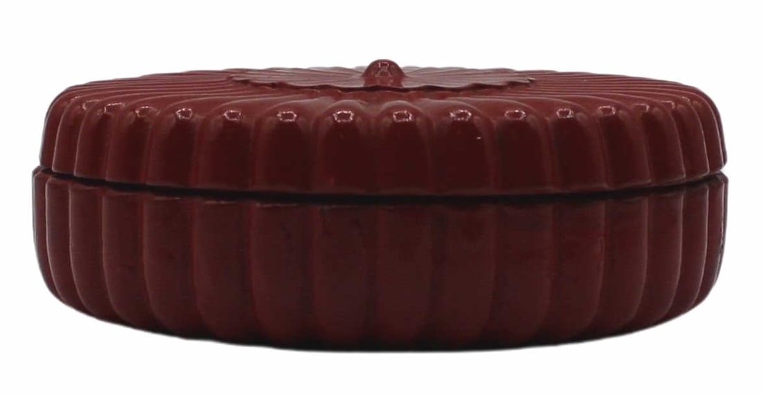 Chinese Red Lacquered Bronze Incense Box. (1 of 8)