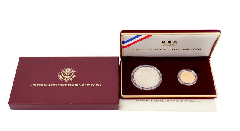 NUMISMATICS. 1988-2 Coin Commem Olympic Proof Set (1 of 5)