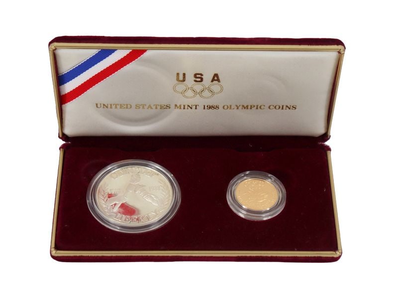 NUMISMATICS. 1988-2 Coin Commem Olympic Proof Set (1 of 5)