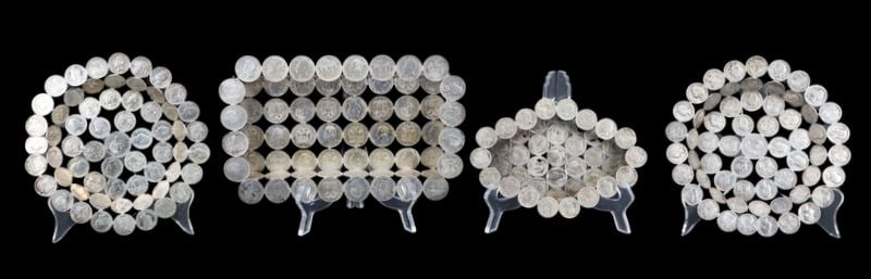 SILVER. (4) Assorted Silver Coin Baskets. (1 of 9)
