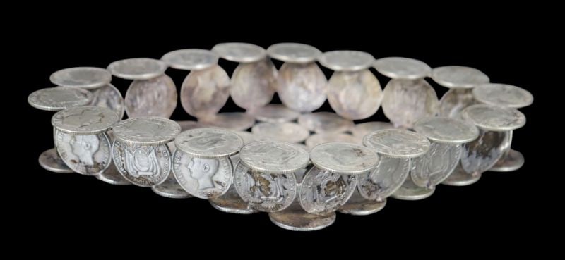 SILVER. (4) Assorted Silver Coin Baskets. - 8