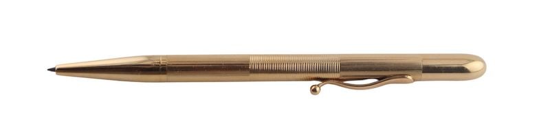 LT & Sons 14kt Gold Jacketed Mechanical Pencil.: A Louis Tamis & Sons 14kt yellow gold jacketed retractable lead advancement mechanical pencil. Stamped, "LT&Son 14K". Total approx. weight is 13.7 dwt (gross). From a Rye Brook, NY