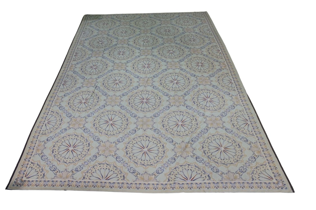 Palace Size Vintage And Fine Needlepoint Carpet.: Great big size with bright colors and nice pattern. From a Larchmont, NY estate. - Dimensions: 13ft 8" x 21ft.
