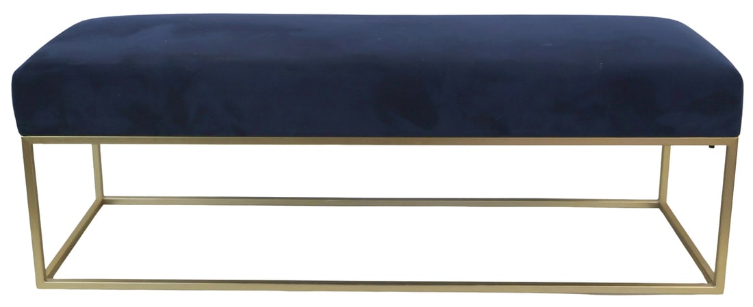 After Paul Mc Cobb Modernist Gilt Metal Bench.: From a Westchester County, NY estate. - Dimensions: 17" h x 48" w x 17" d.