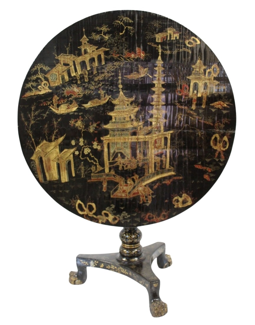 Regency Black Lacquer & Chinoiserie Decorated (1 of 13)