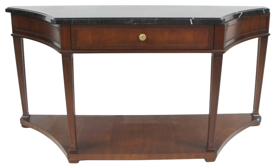 BAKER Signed 1 Drawer Marbletop Console. (1 of 9)