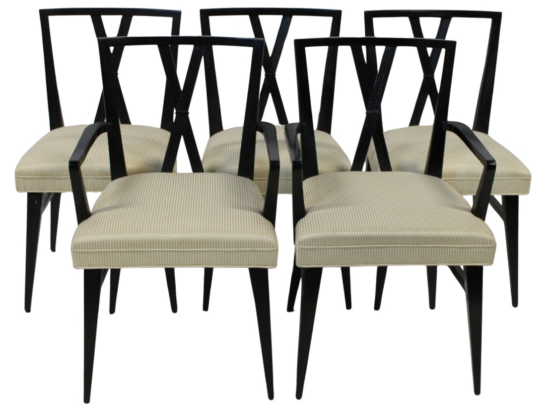 TOMMY PARZINGER Set of 5 Dining Chairs. (1 of 8)