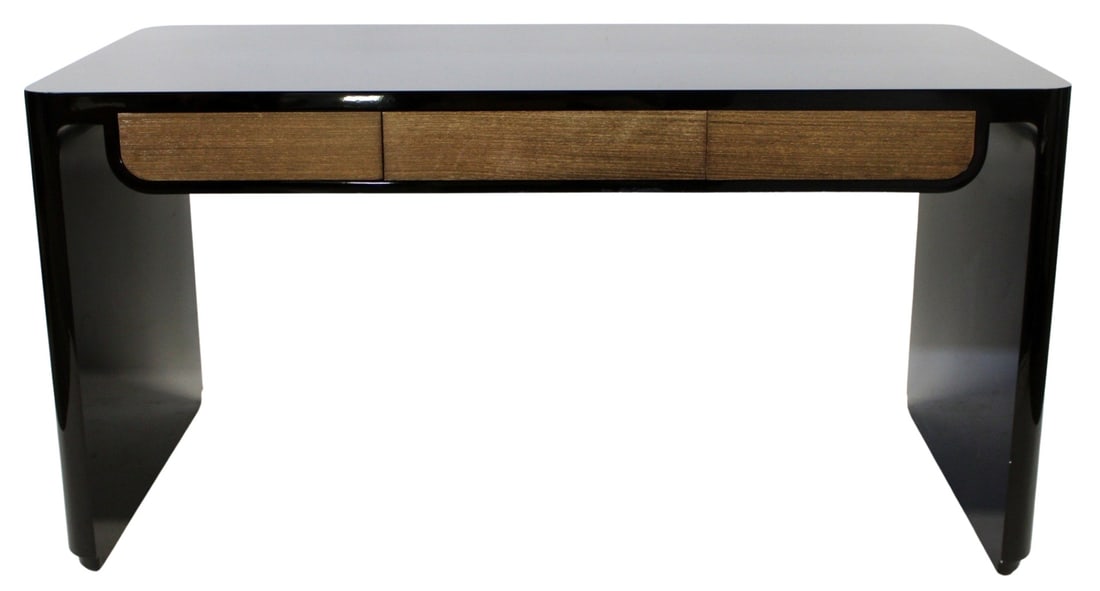 MICHAEL BERMAN Signed Lacquered 3 Drawer: Desk. Great quality and good looking with high lacquer finish. From an Eastchester, NY estate. - Dimensions: 30.25" h x 60" w x 27.75" d