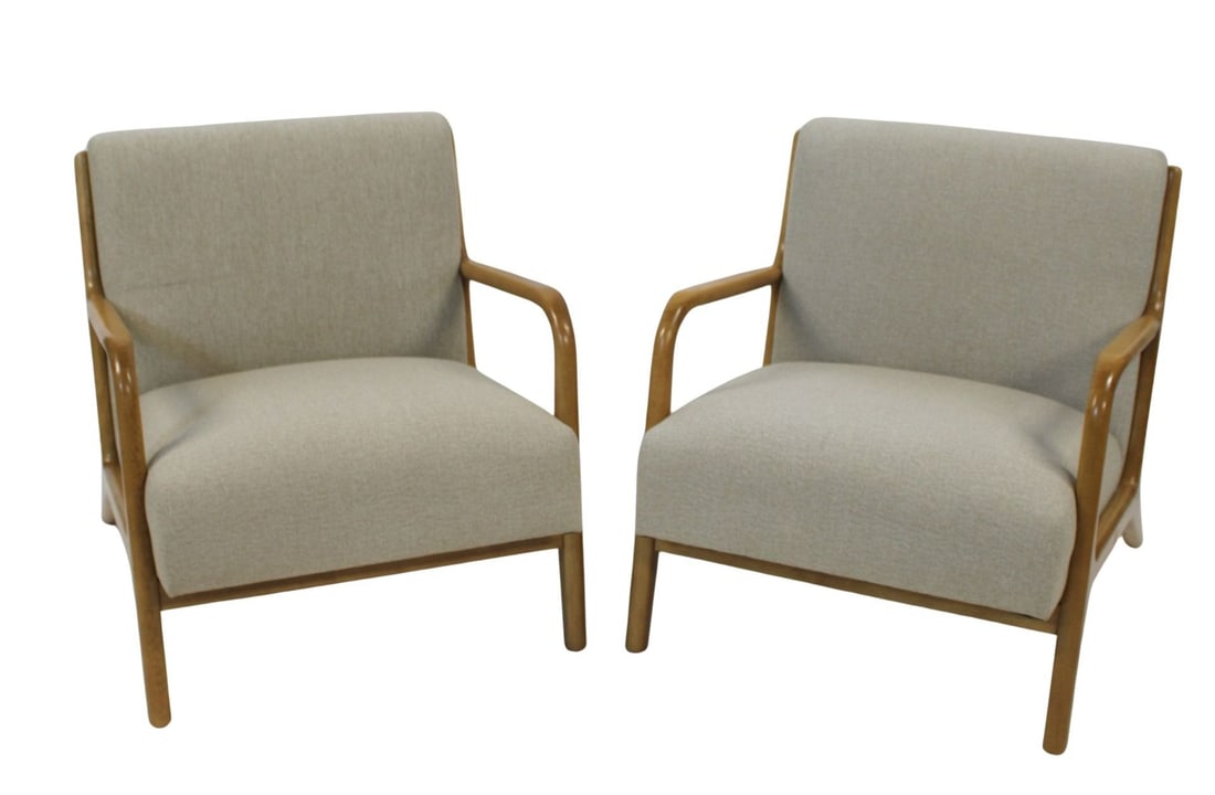 A Pair Of Midcentury Style Arm Chairs.: Quality, nice lines and comfy. From a Waccabuc, NY estate. - Dimensions: 30" h x 27.5" w x33" d.