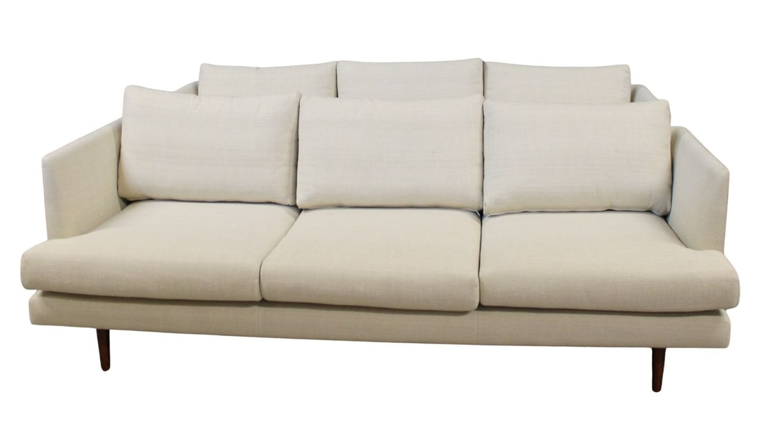 The Sofa Company Pair Of Midcentury Style Settees.: Nice quality and lines. From a Waccabuc, NY estate. - Dimensions: 27" h x 83.5" w x 35" d (each).