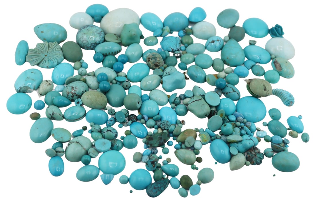 JEWELRY. Large Collection of Turquoise Cabochons, (1 of 10)