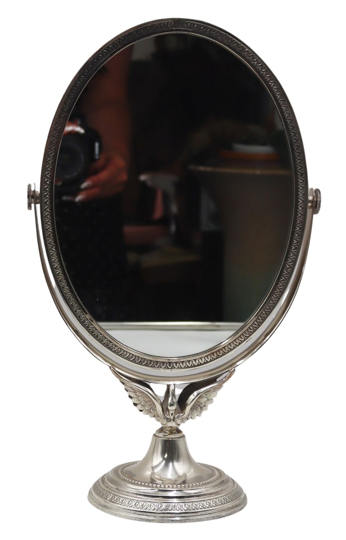 STERLING. Sterling Hinged Swan Vanity Mirror. (1 of 11)