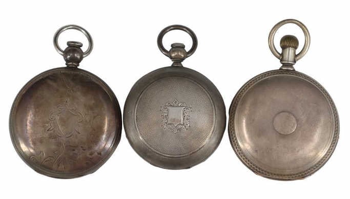 (3) Assorted Coin Silver Pocket Watches. (1 of 11)