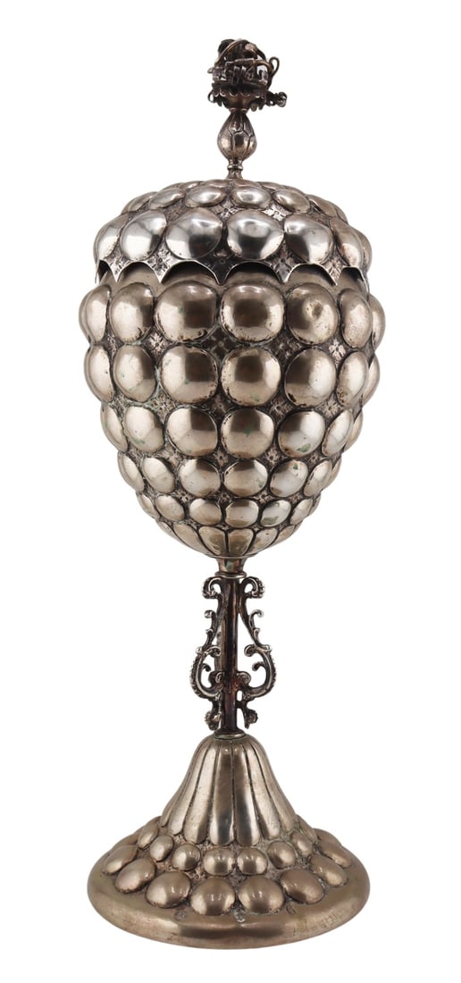 SILVER. Antique Continental Silver Wine Vessel. (1 of 12)