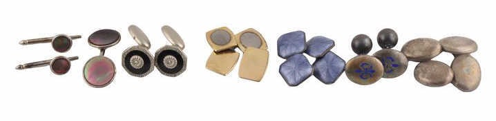 JEWELRY. Assorted Sterling and Costume Cufflinks. (1 of 12)