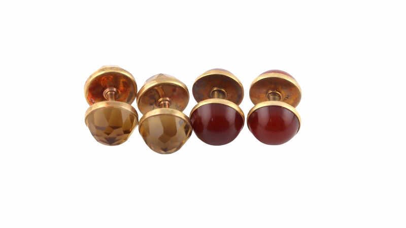 JEWELRY. (2) Pair of 14kt Gold and Gem Cufflinks. (1 of 12)